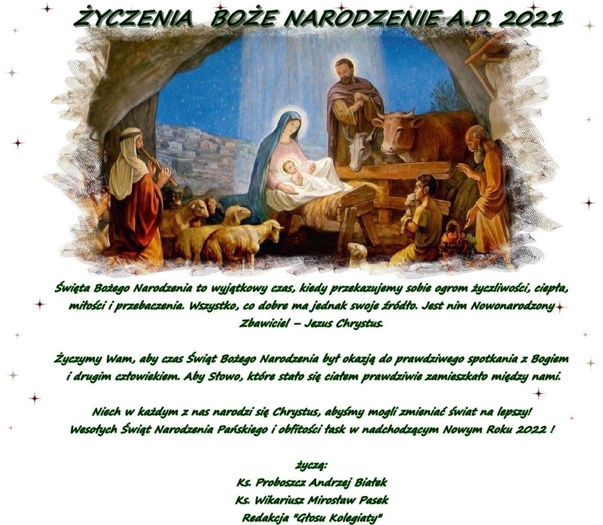 Życzenia Boże Narodzenie A.D. 2021