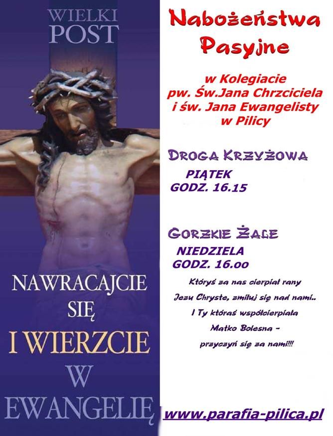 Zapraszamy na nabożeństwa pasyjne!